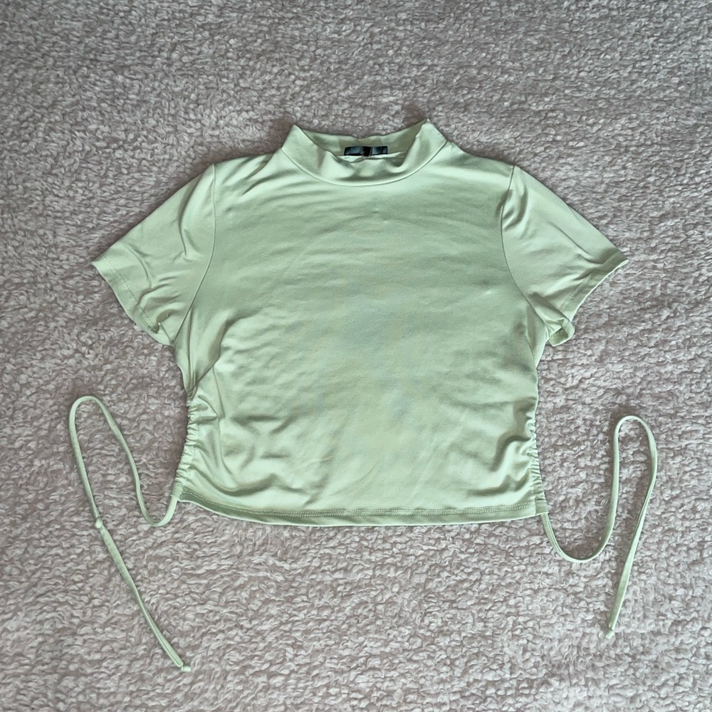 Green High Neck Crop Top *Open Back*
